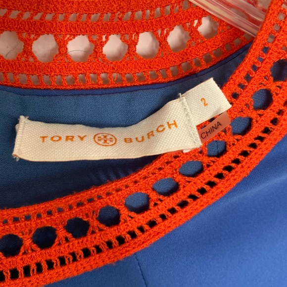Tory Burch Dress Marissa Crochet Trim Runway Blue tunic dress Size 2 595$ RETAIL - Picture 10 of 11